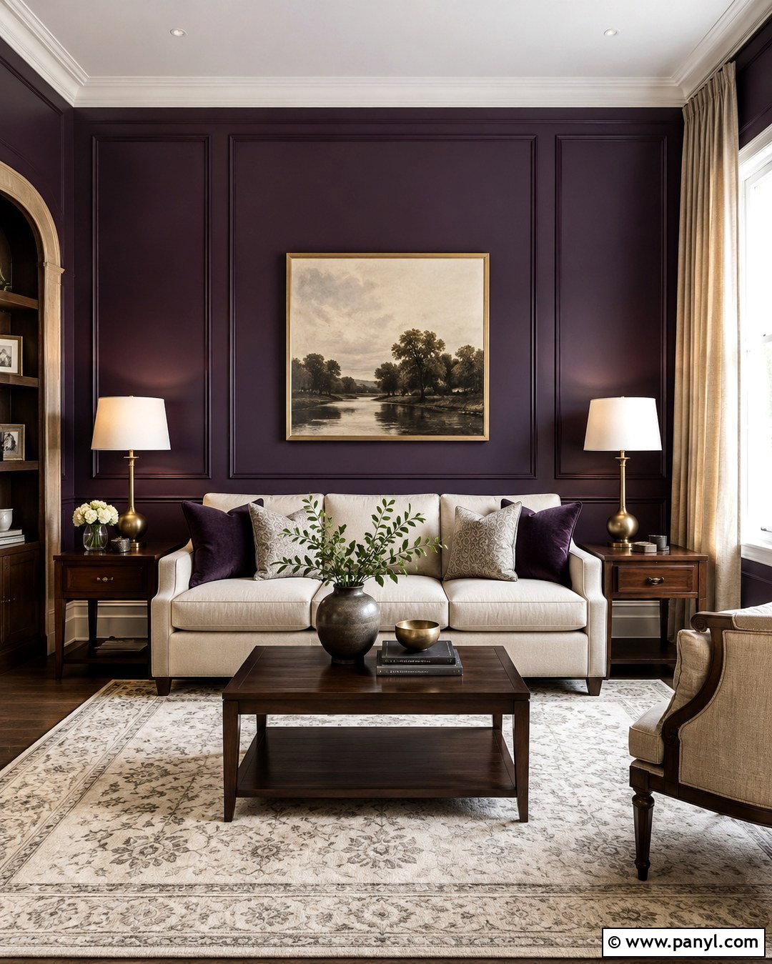 Midnight Purple Wall Paneling With White Trim - 20 Midnight Purple Wall Ideas