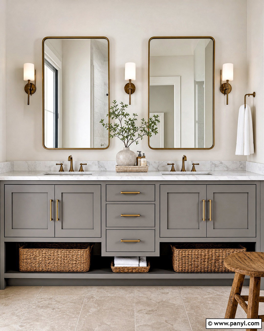 Mindful Gray Bathroom Vanity - 20 warm gray paint color ideas