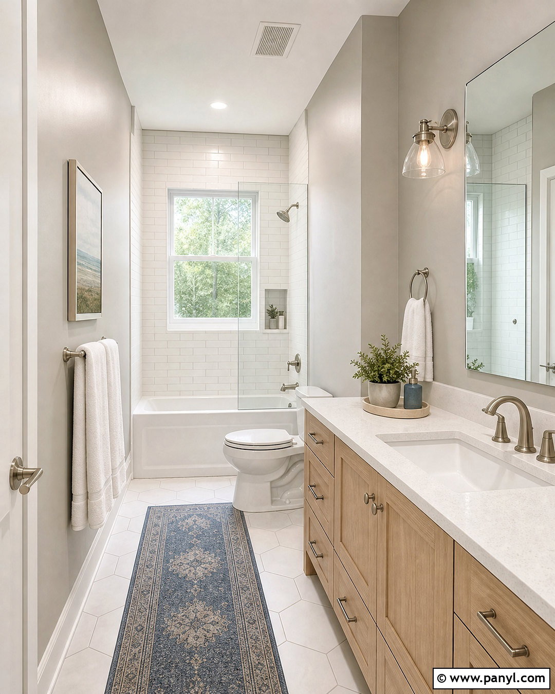 Mindful Gray Bathroom With White Tile - 20 sherwin williams mindful gray ideas