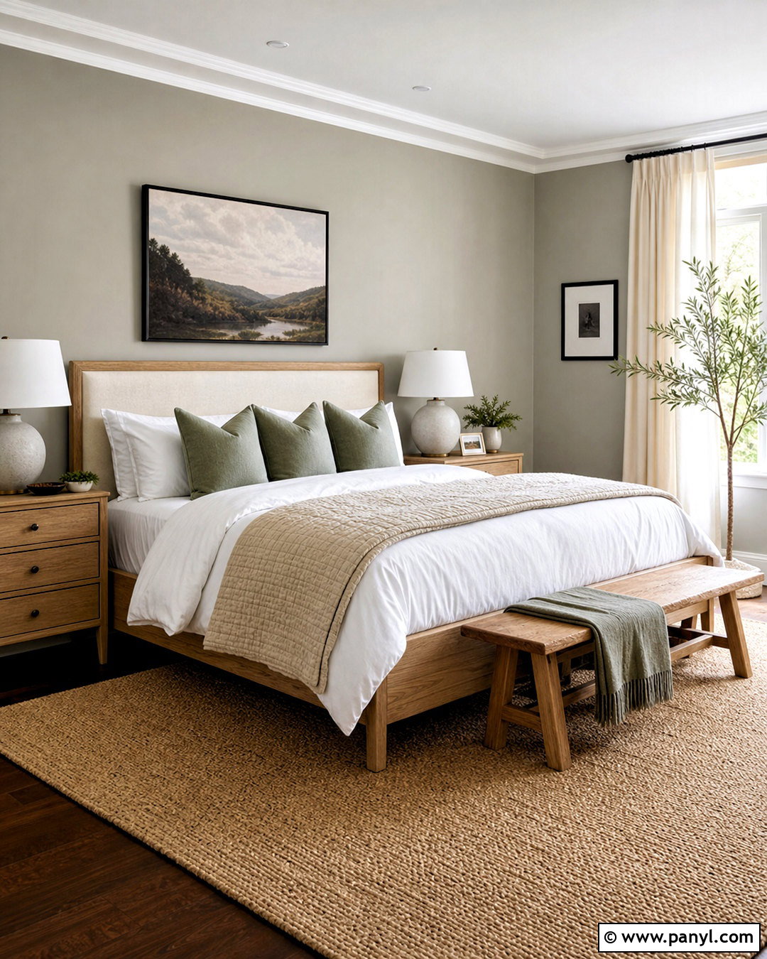 Mindful Gray Bedroom With Natural Wood - 20 sherwin williams mindful gray ideas