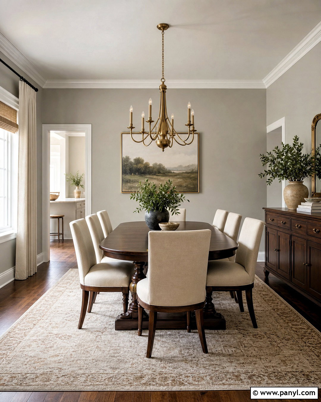 Mindful Gray Dining Room With Dark Wood - 20 sherwin williams mindful gray ideas