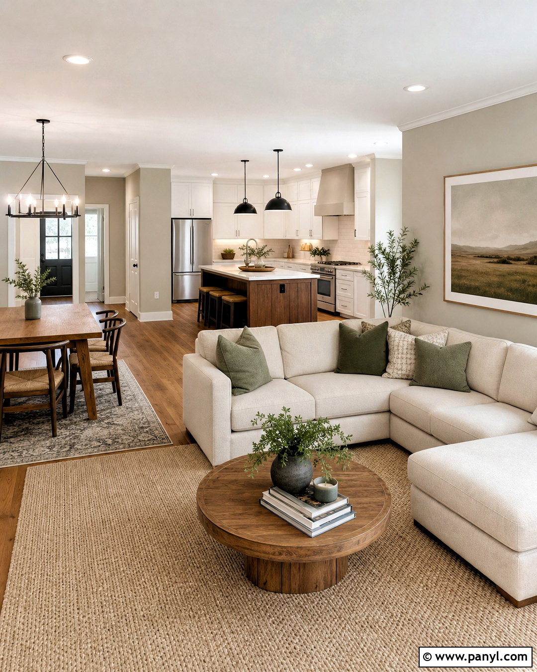 Mindful Gray Open Concept Space - 20 sherwin williams mindful gray ideas