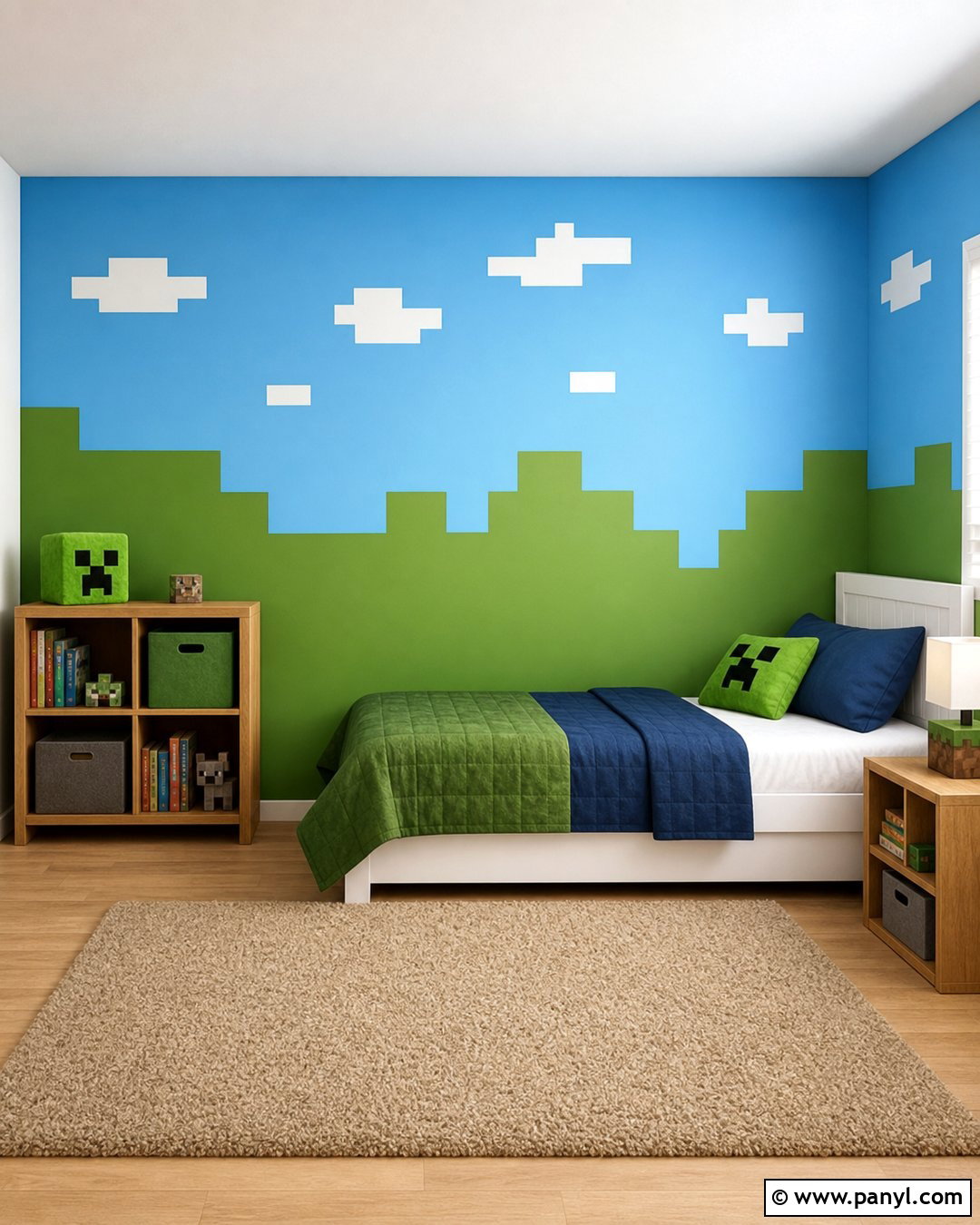 Minecraft Green And Sky Blue Wall - 20 Minecraft Green Wall Paint Ideas