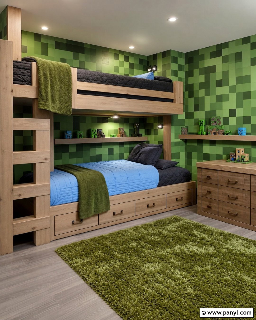 Minecraft Green Bunk Bed Wall - 20 Minecraft Green Wall Paint Ideas