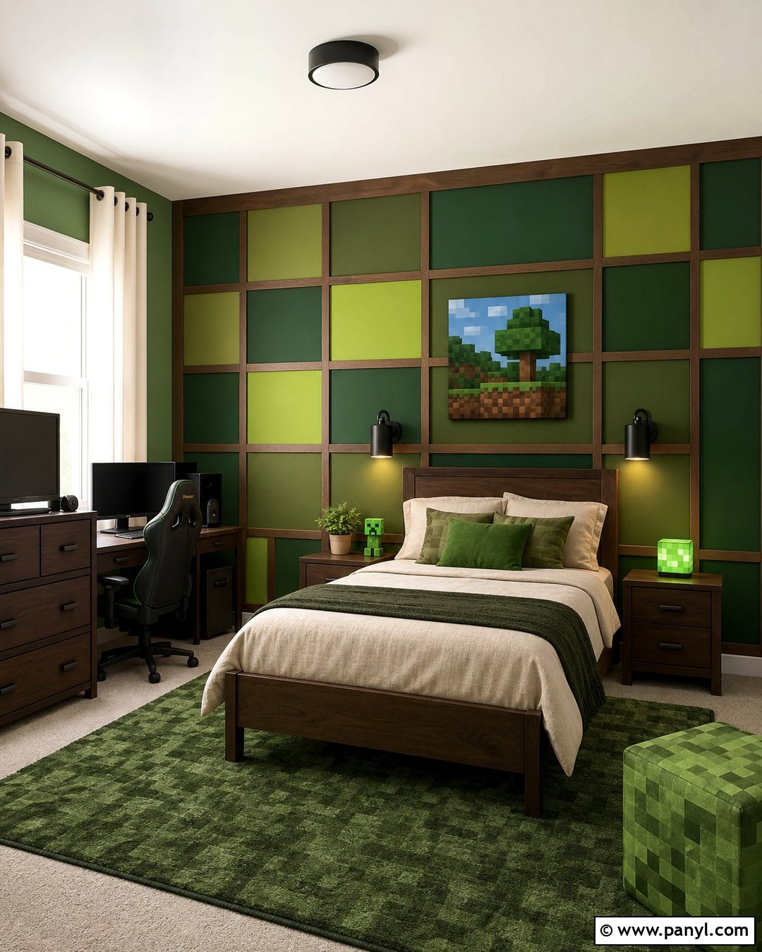 Minecraft Green Paneled Wall - 20 Minecraft Green Wall Paint Ideas