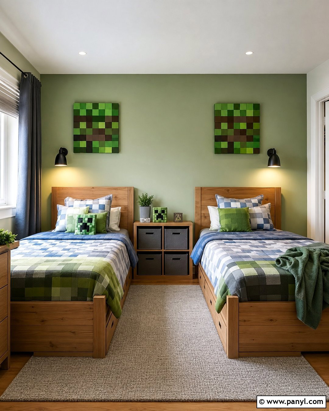 Minecraft Green Shared Bedroom Wall - 20 Minecraft Green Wall Paint Ideas
