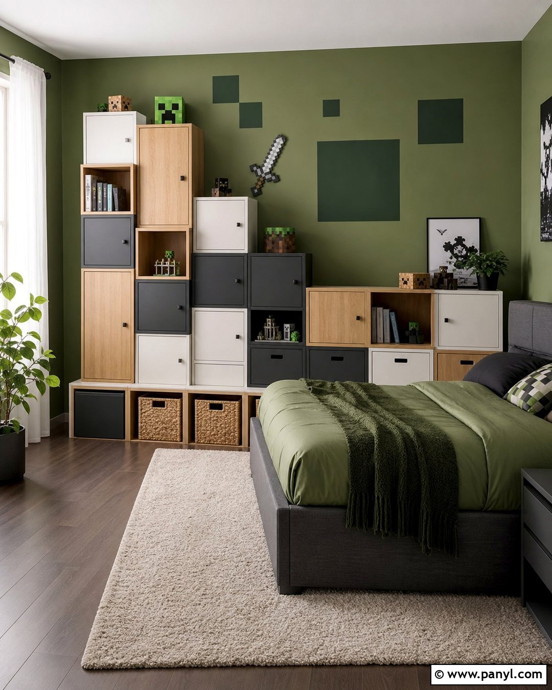 Minecraft Green Storage Wall - 20 Minecraft Green Wall Paint Ideas