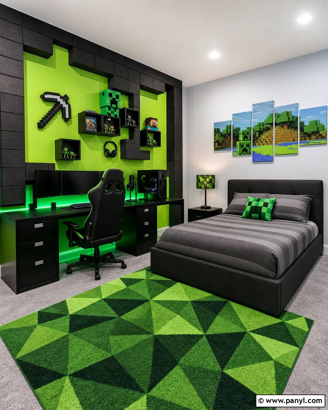 Minecraft Lime Green Gaming Wall - 20 Minecraft Green Wall Paint Ideas