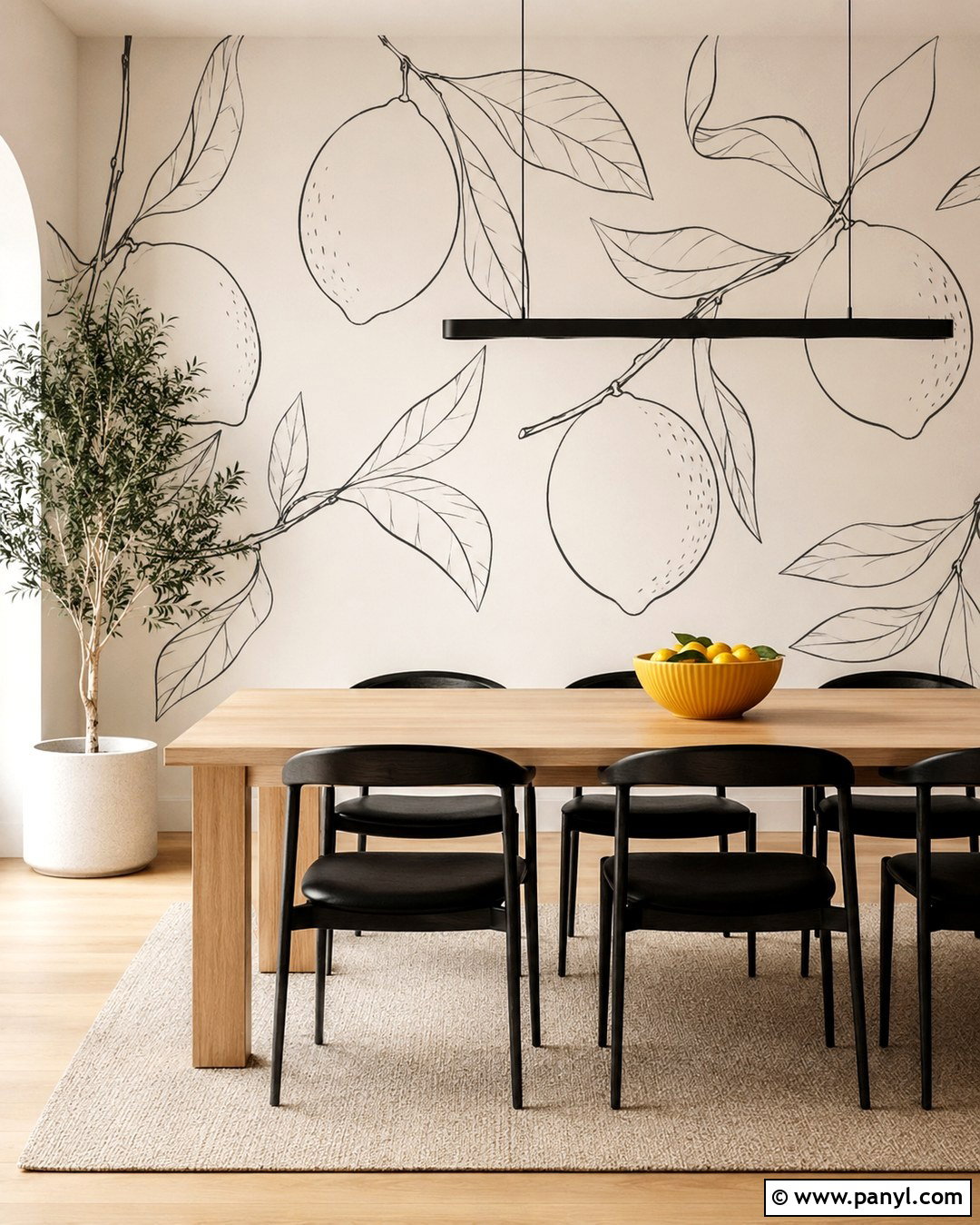 Minimal Citrus Line Art Wall - 20 Citrus Wall Ideas
