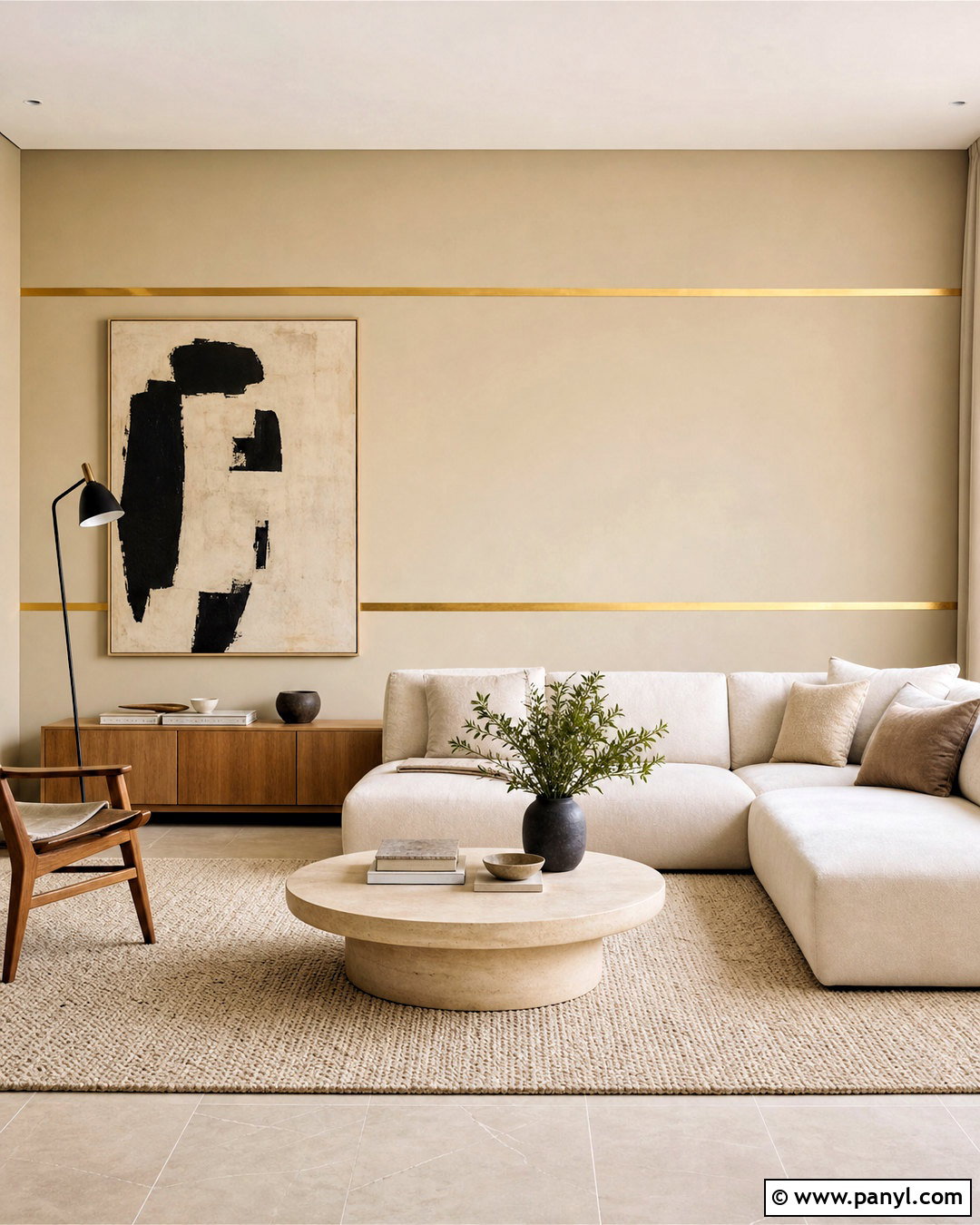 Minimal Horizontal Golden Strip Wall - 20 golden strip wall design ideas