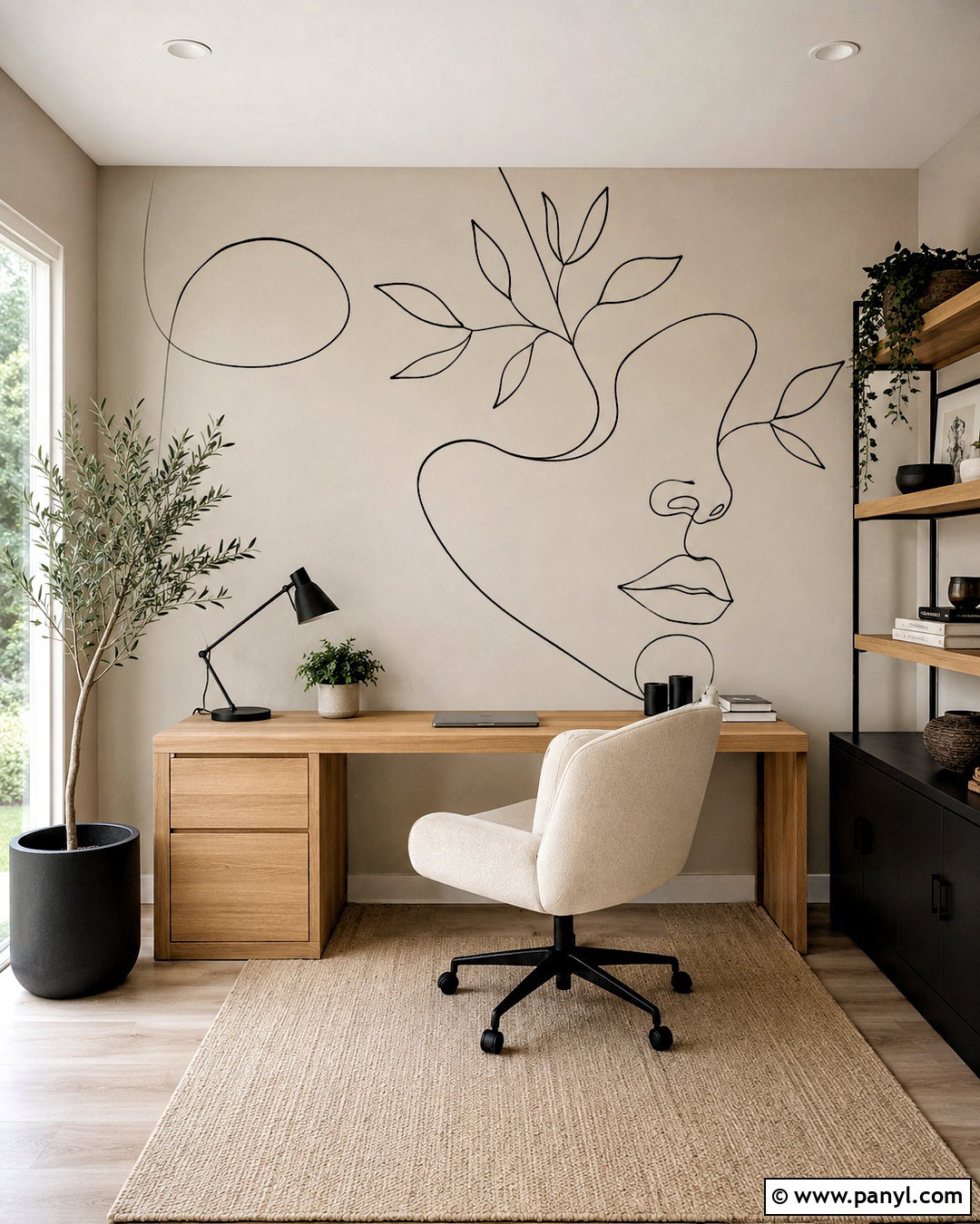 Minimal Line Art Accent Wall - 20 hand painted accent wall ideas