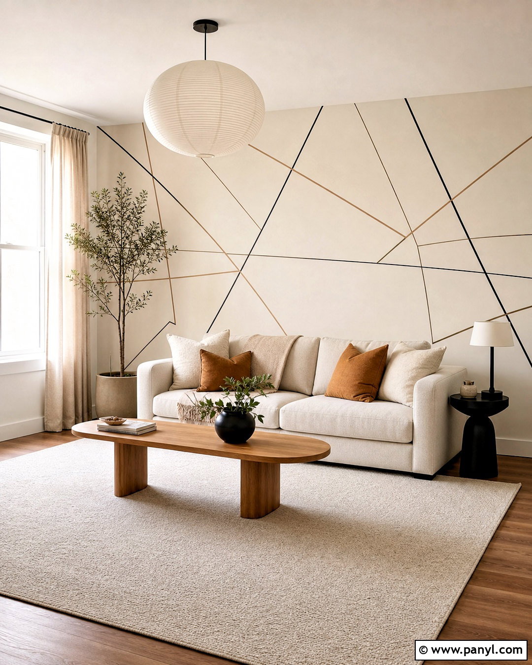 Minimal Line Geometric Accent Wall - 20 geometric accent wall ideas