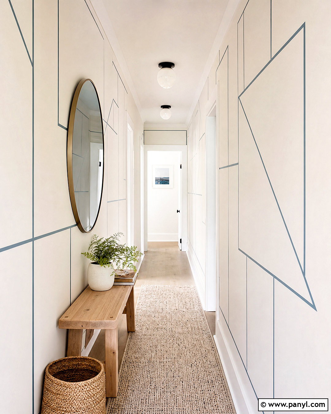 Minimal Line Geometric Hallway Wall - 20 geometric wall paint ideas