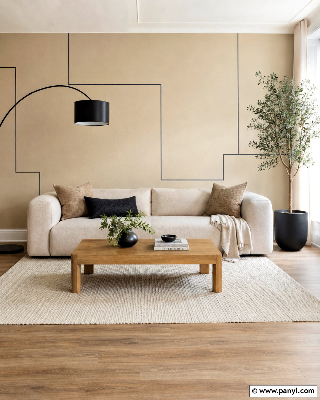 Minimal Line Painters Tape Wall - 20 painters tape wall ideas