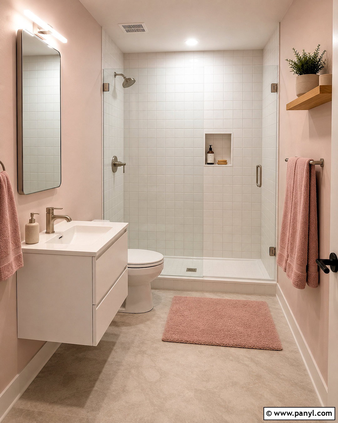 Minimal Pink Bathroom With White Tile - 20 pink bathroom ideas decor ideas