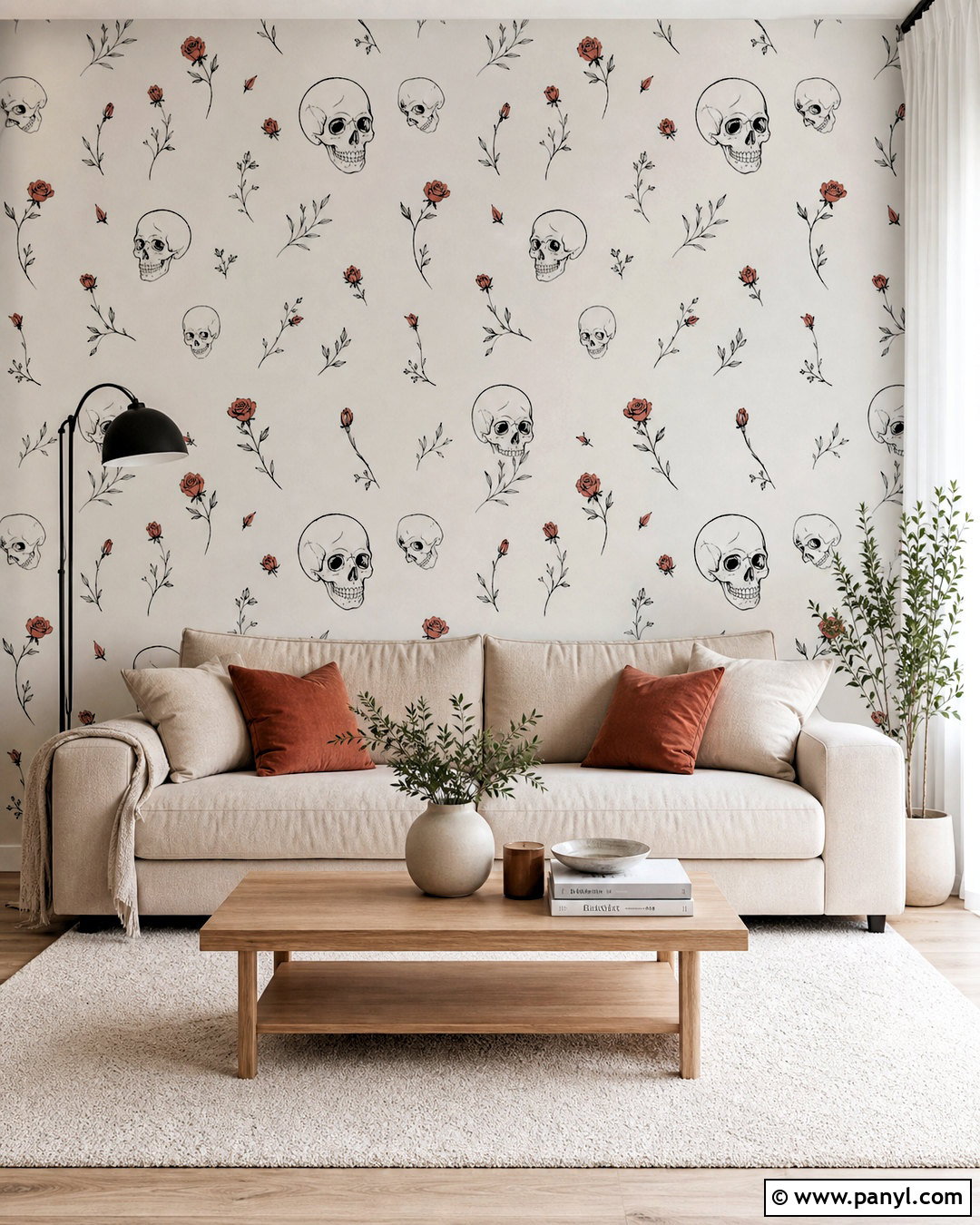 20 Skull and Rose Pattern Wallpaper Ideas for Gothic Rooms