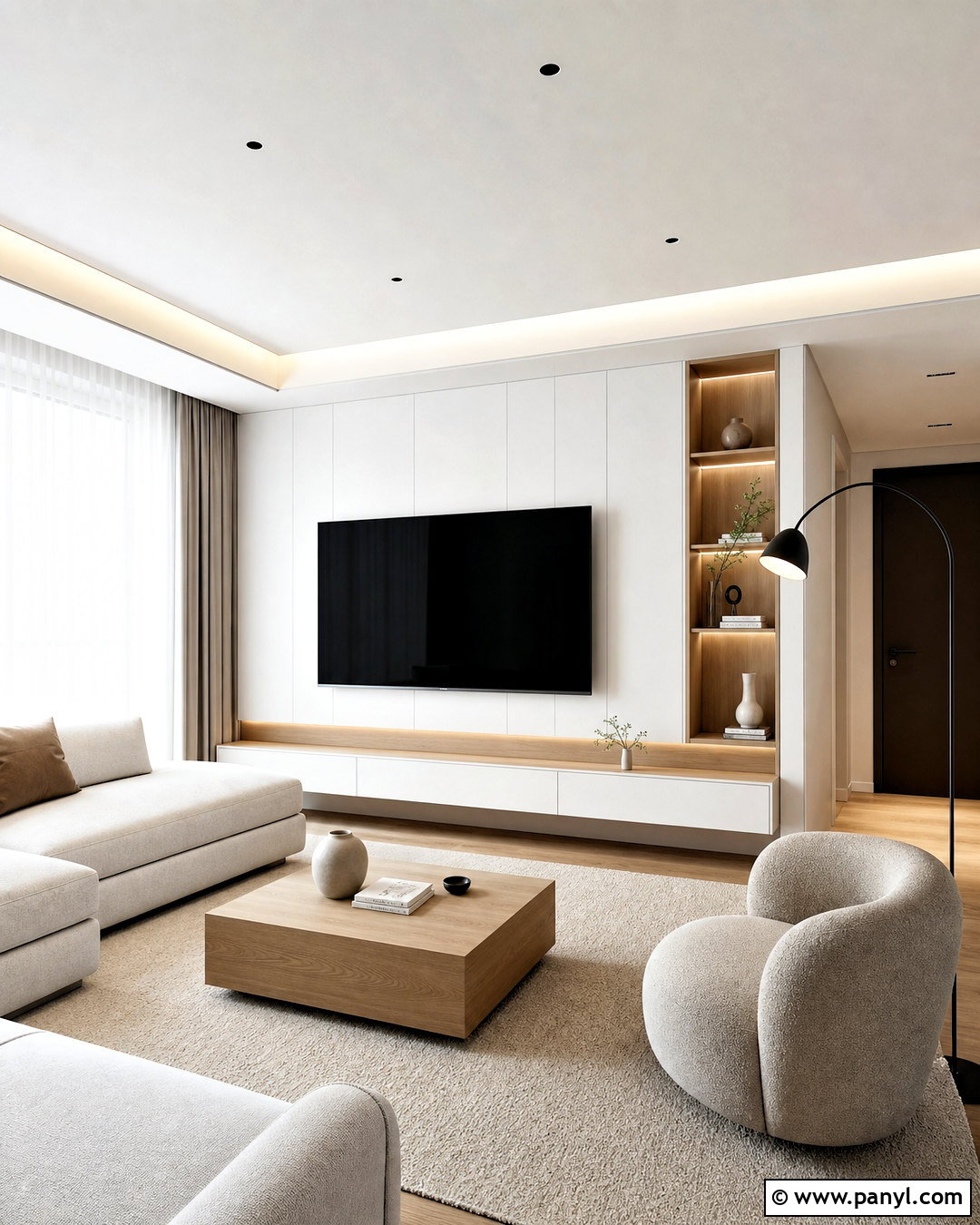 Minimal White TV Unit - 20 tv unit design modern ideas