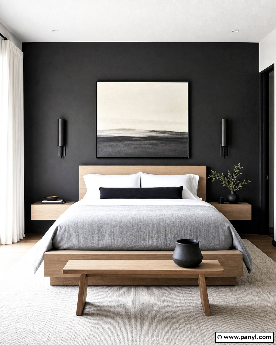 Minimalist Bedroom With Dark Accent Wall - 20 bedroom with dark accent wall ideas