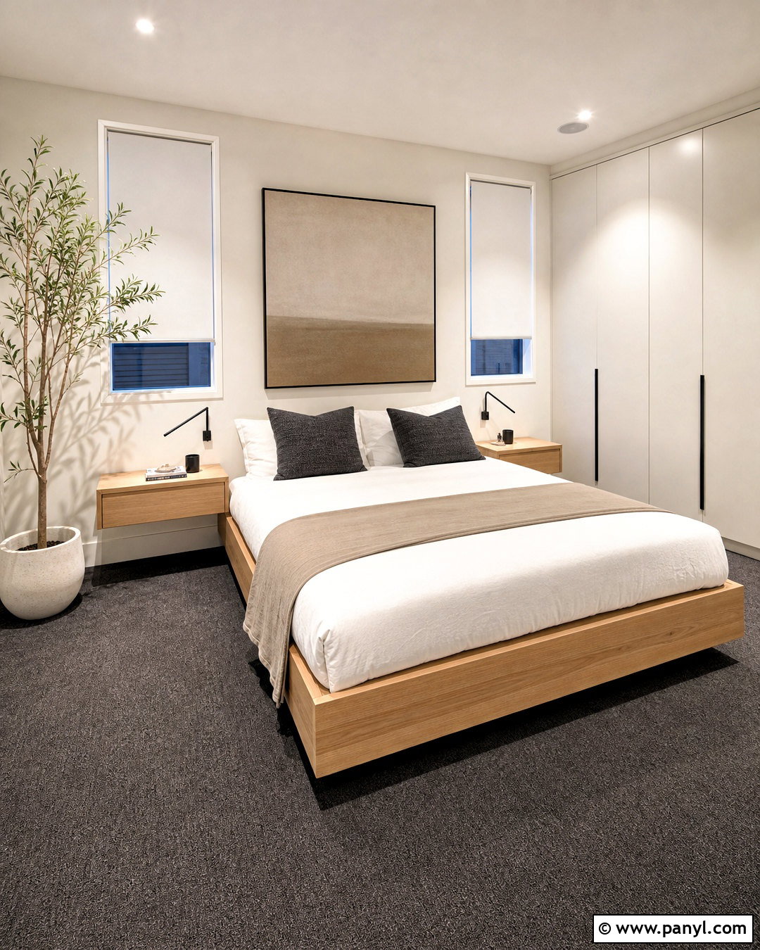 Minimalist Bedroom With Dark Gray Carpet - 20 dark gray carpet bedroom ideas