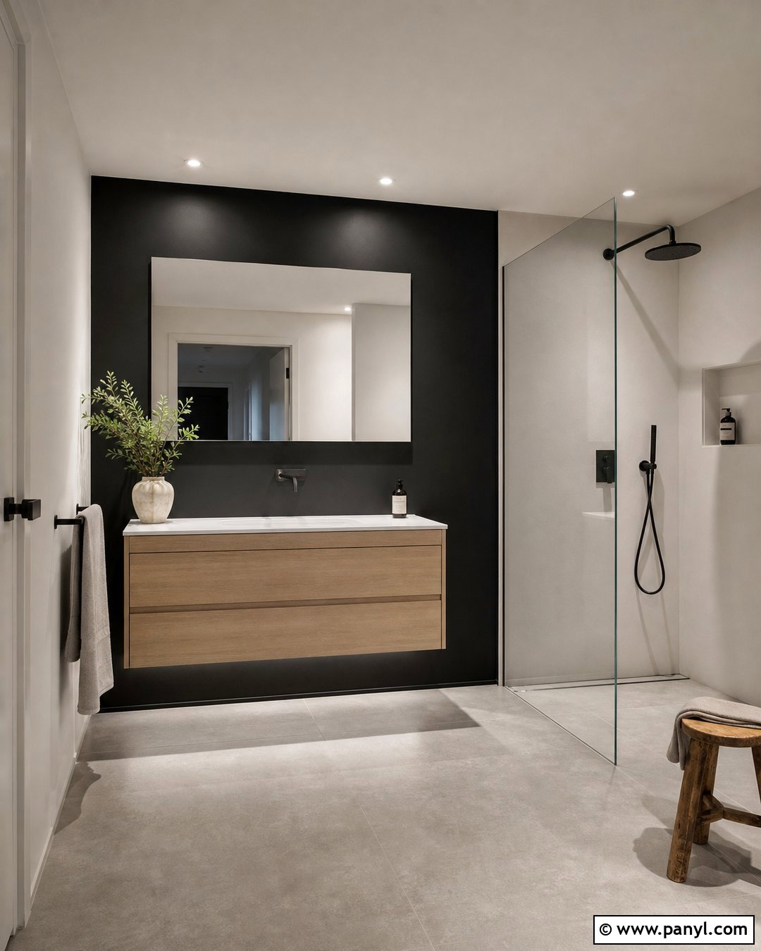 Minimalist Black Accent Wall Bathroom - 35 Black Accent Wall Bathroom Ideas