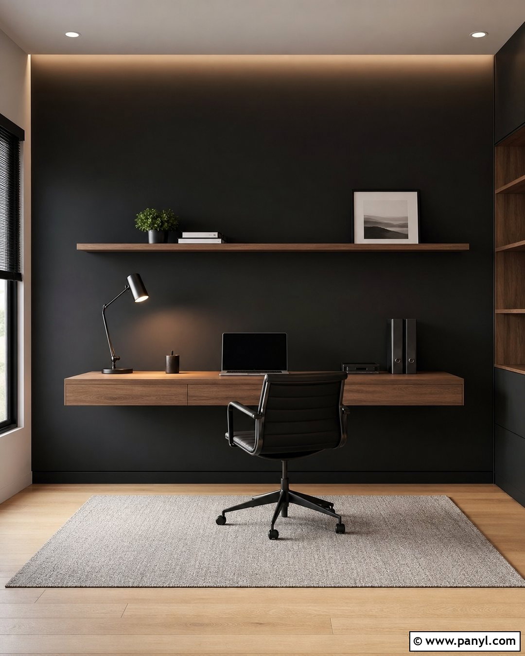 Minimalist Black Accent Wall Office - 35 Black Accent Wall Office Ideas