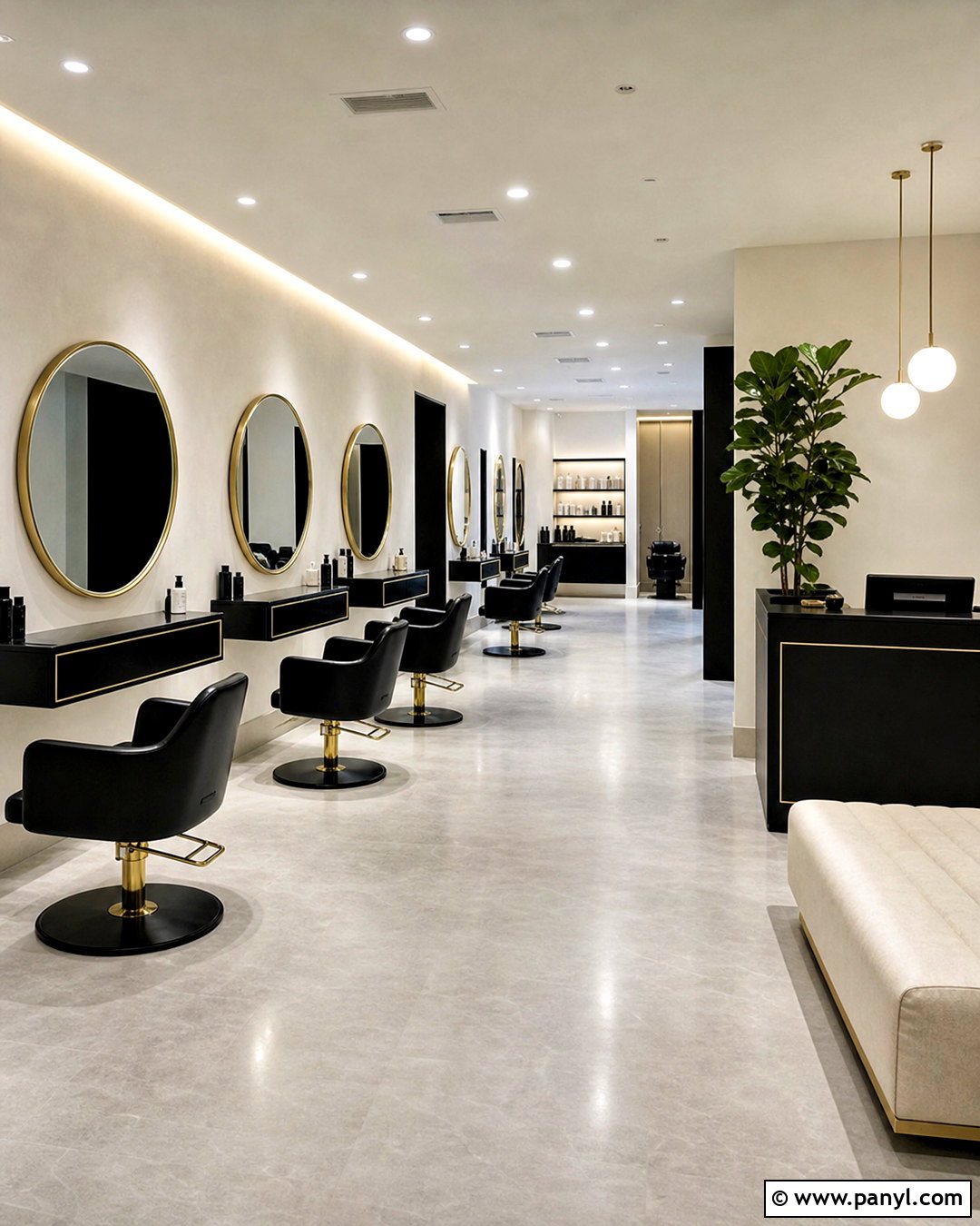 Minimalist Black And Gold Salon - 20 black and gold salon ideas