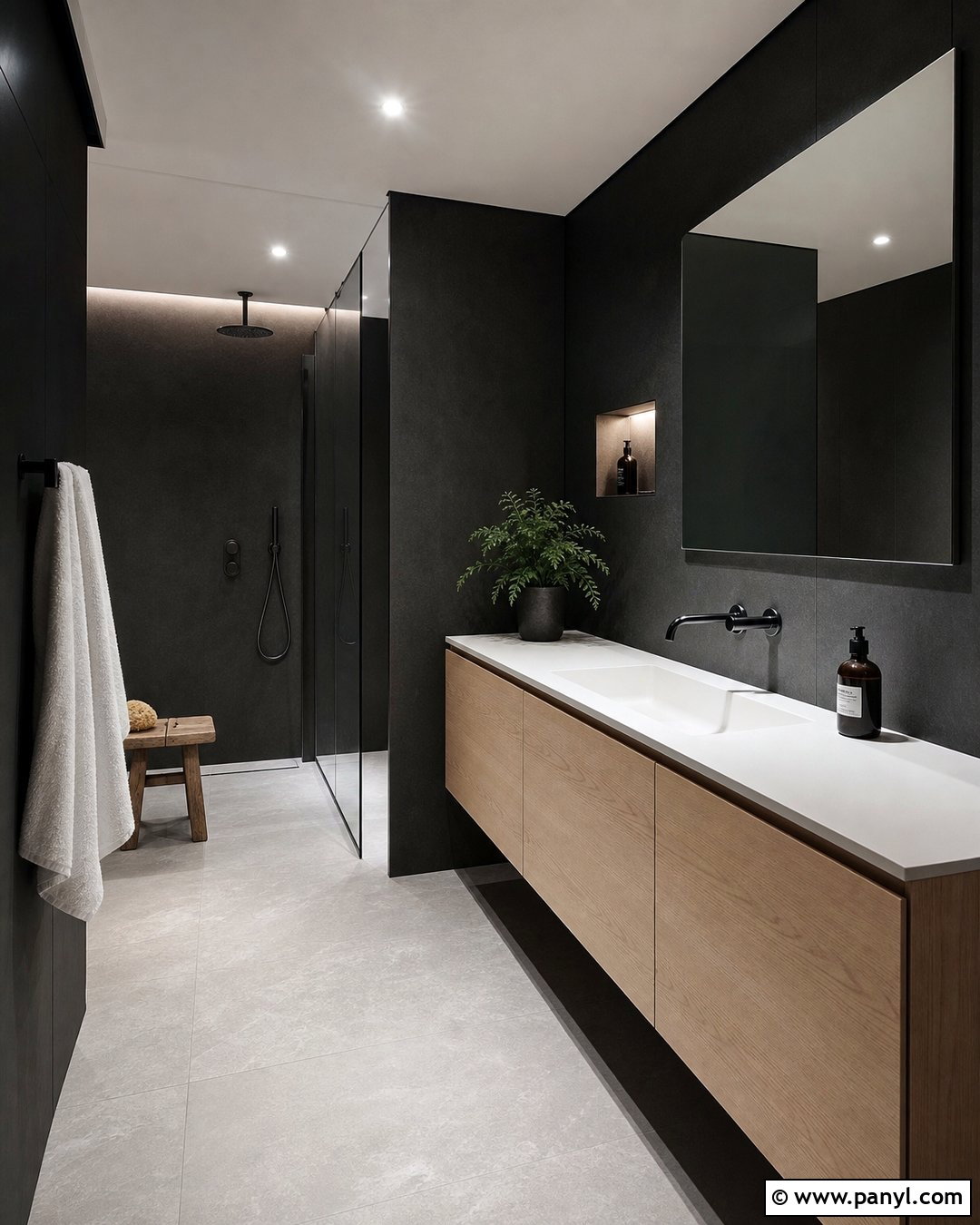 Minimalist Black Bathroom Walls - 35 black bathroom walls