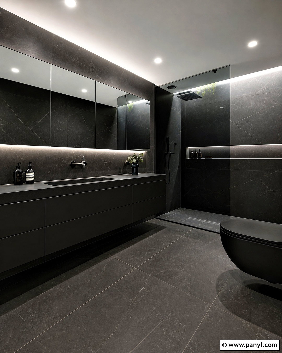 Minimalist Black Bathroom - 20 all black bathroom ideas