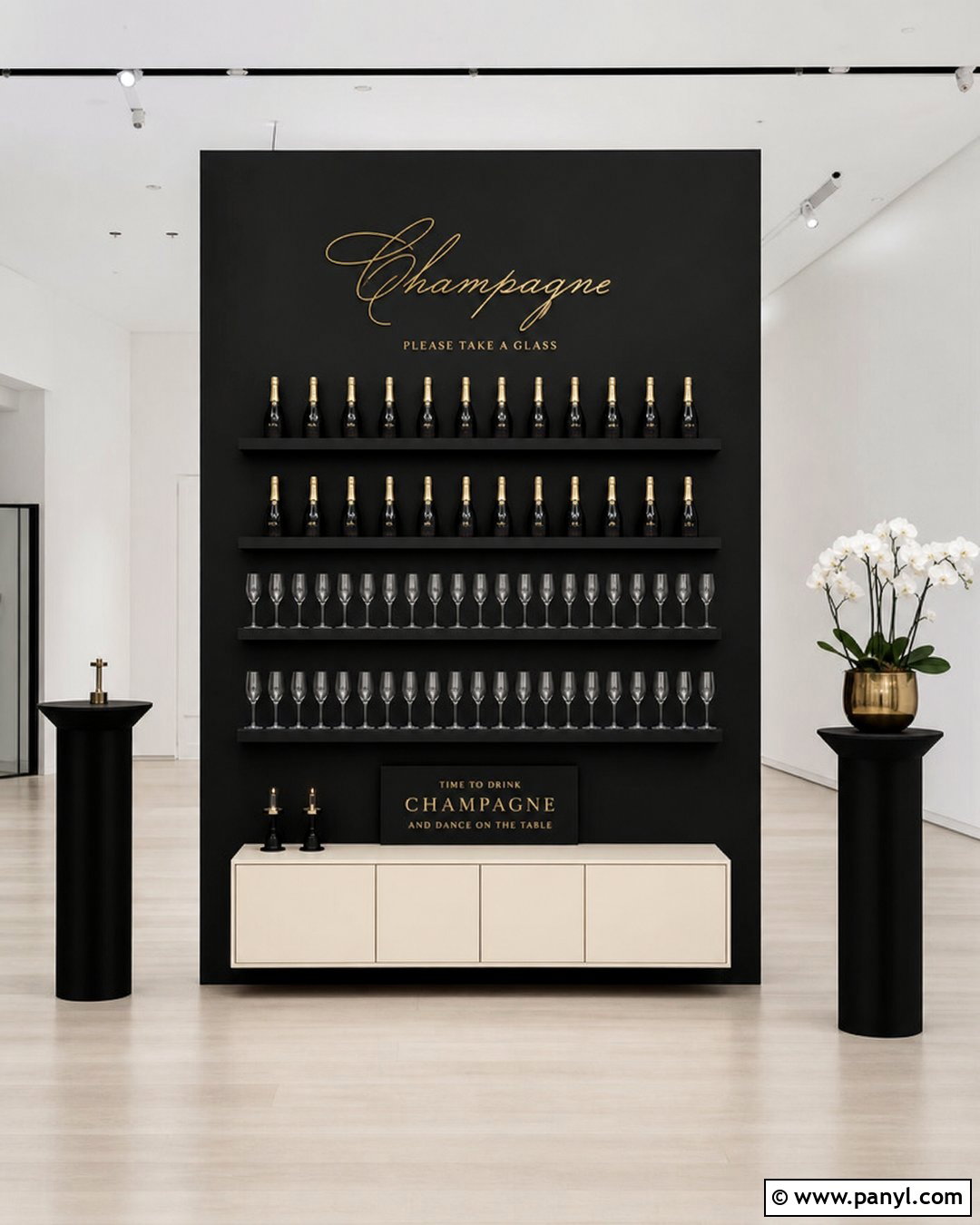 Minimalist Black Champagne Wall - 30 black champagne wall ideas