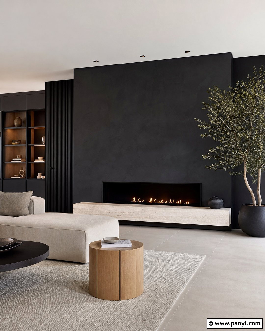 Minimalist Black Fireplace Wall - 20 Black Accent Wall Fireplace Ideas