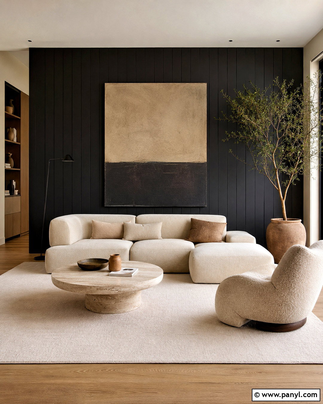 Minimalist Black Shiplap Living Room - 20 black shiplap wall living room ideas