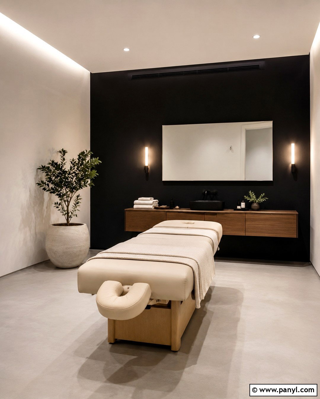 Minimalist Black Spa Room - 20 Black Wall Spa Room Ideas