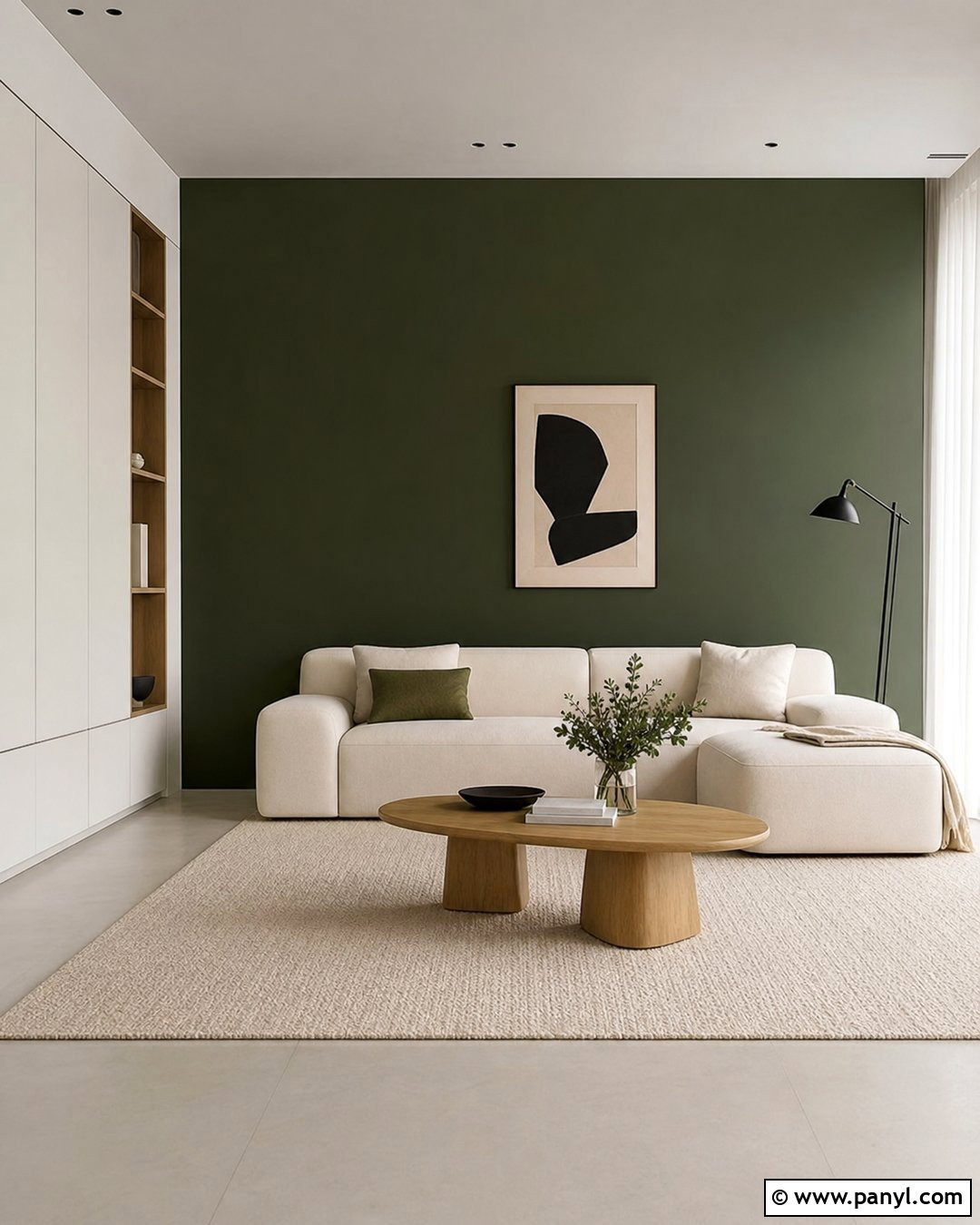 Minimalist Dark Green Feature Wall - 30 Dark Green Feature Wall Living Room Ideas
