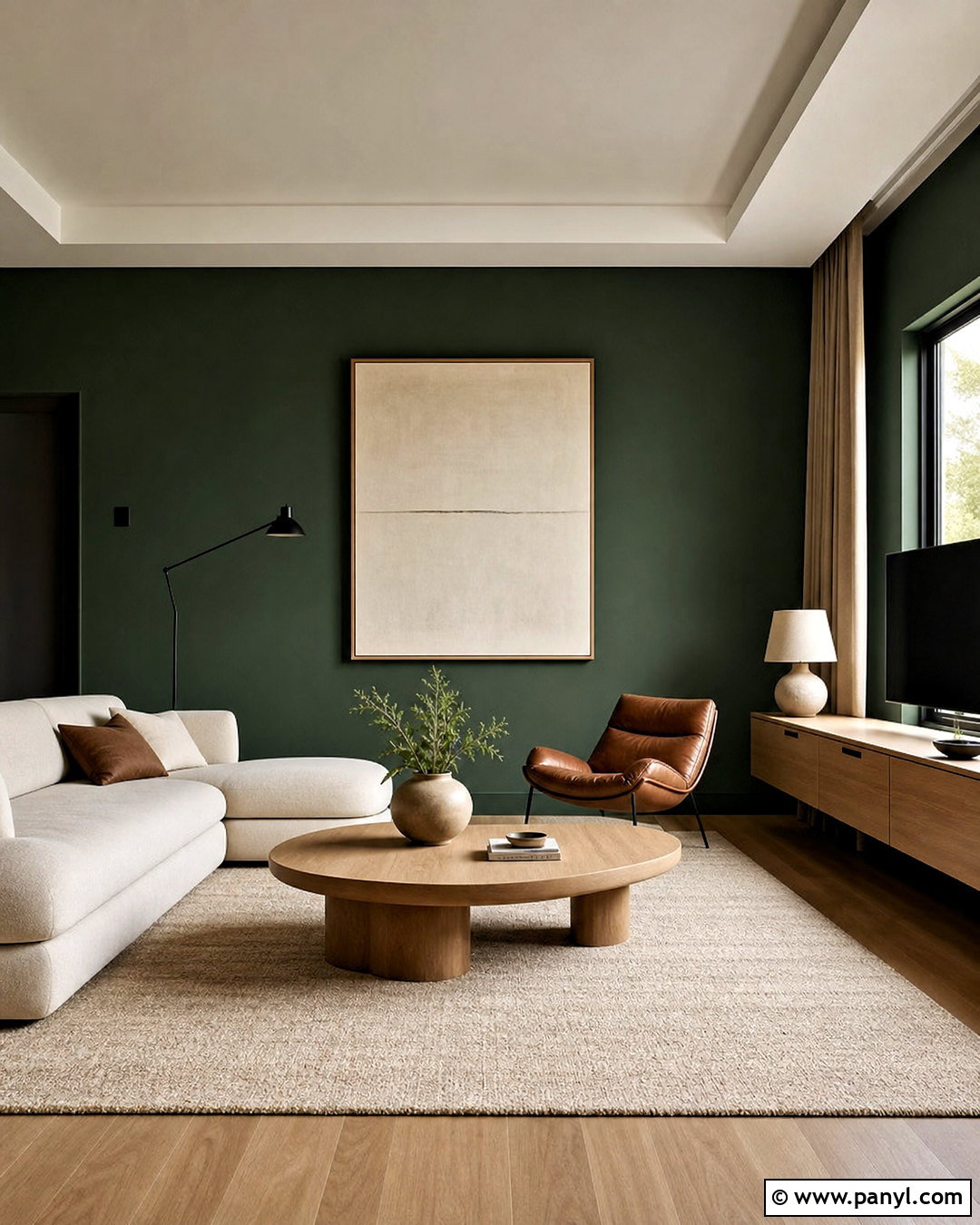 Minimalist Dark Green Living Room - 20 dark green walls living room ideas