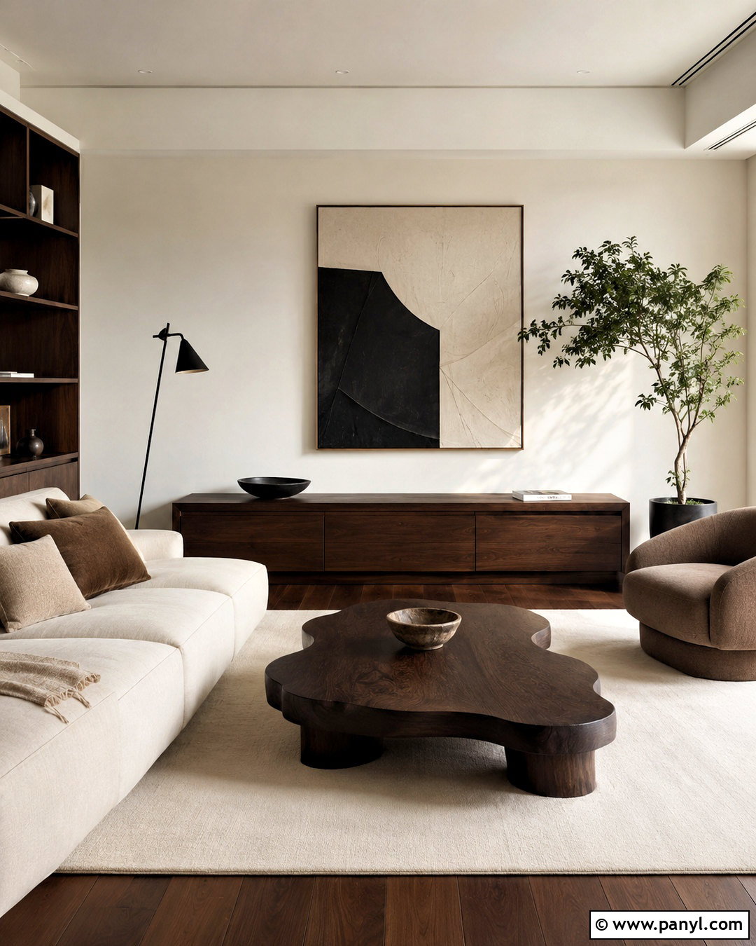 Minimalist Dark Wood Living Room - 20 dark wood living room decor ideas