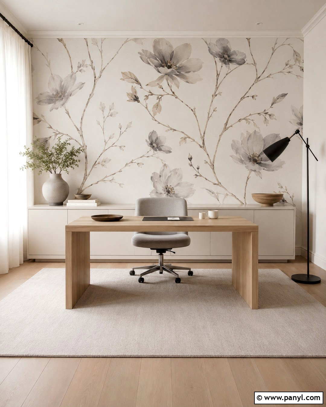 Minimalist Floral Accent Wall - 20 Floral Accent Wall Office Ideas