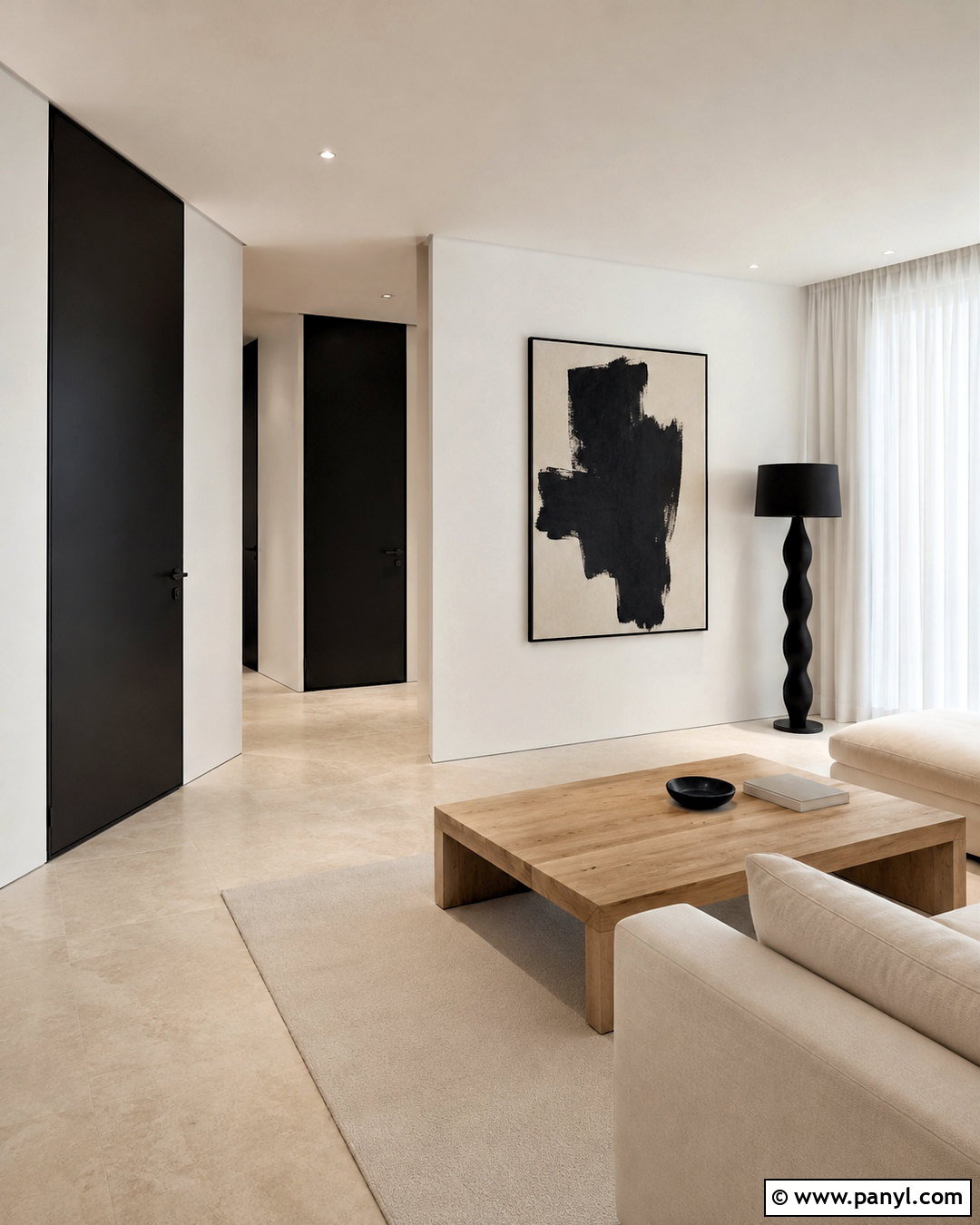 Minimalist Flush Black Doors - 35 White Walls Black Doors