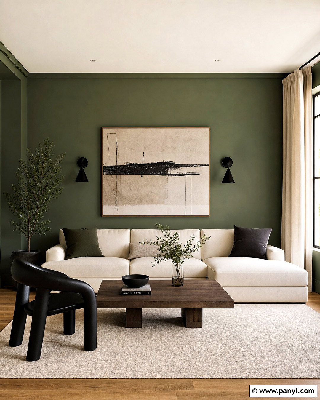 Minimalist Green Living Room - 20 moody green living room ideas