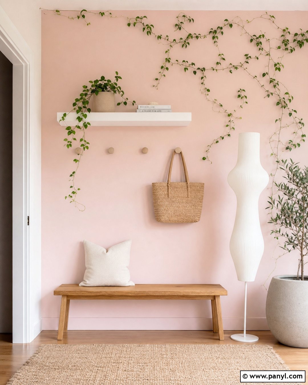 Minimalist Green Vines On Pink Wall - 20 Green Vines On Pink Wall Ideas