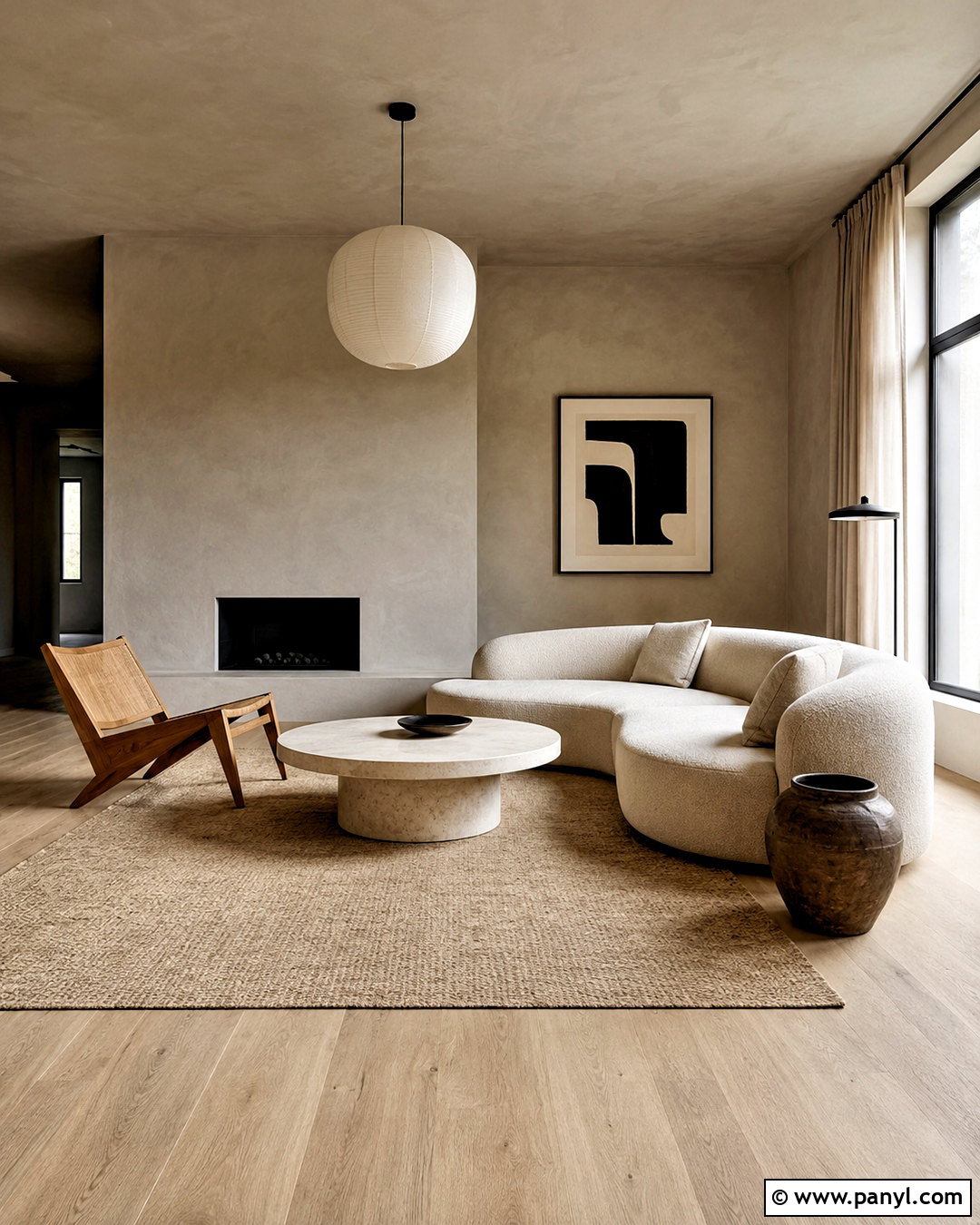 Minimalist Greige Plaster Living Room - 20 plastering walls ideas