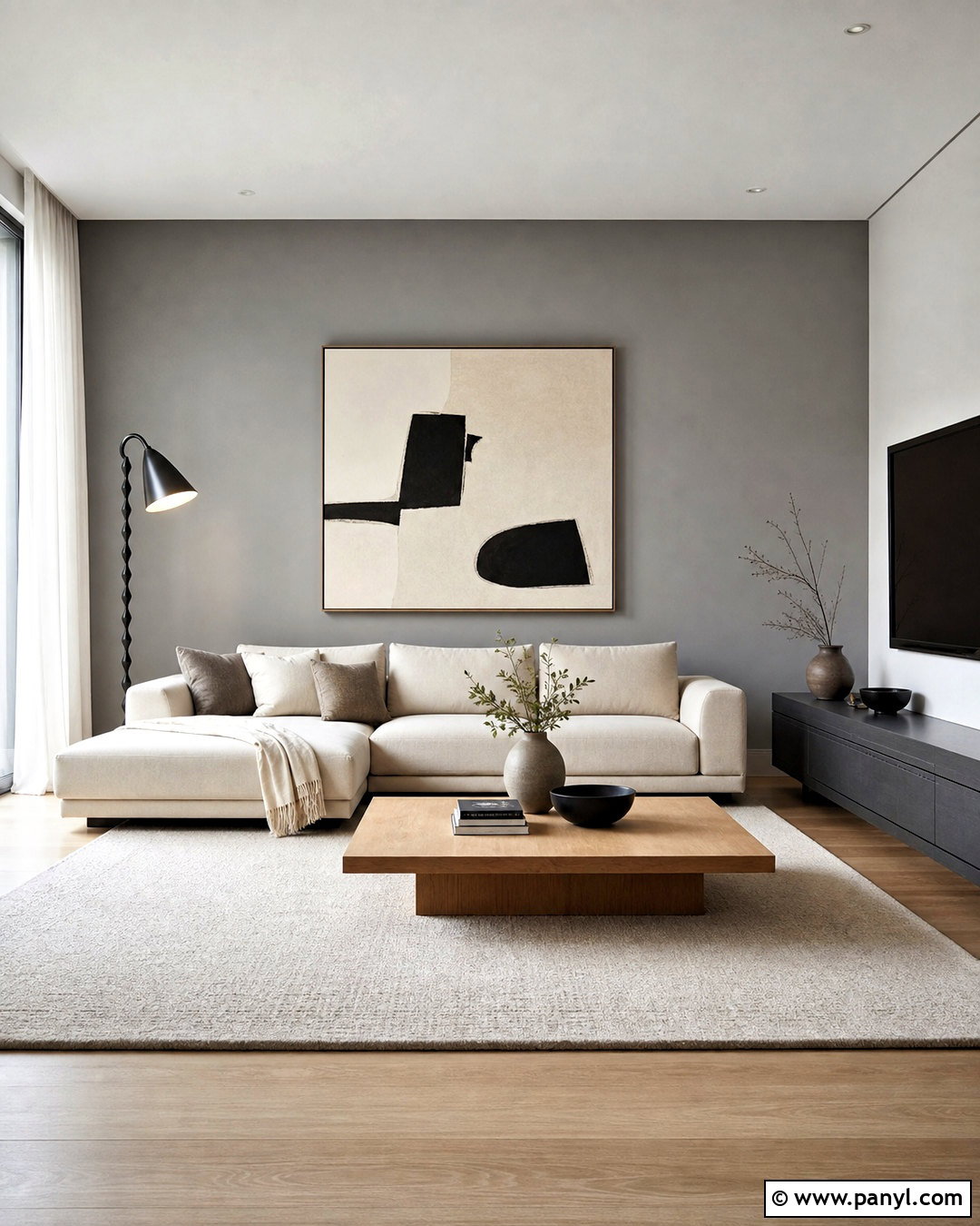 Minimalist Grey Feature Wall - 20 grey feature wall living room ideas