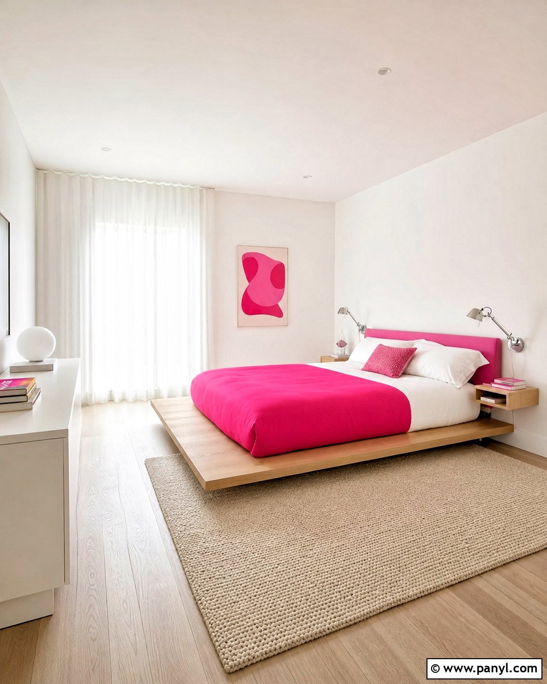 Minimalist Hot Pink Bedroom - 20 hot pink bedroom aesthetic ideas