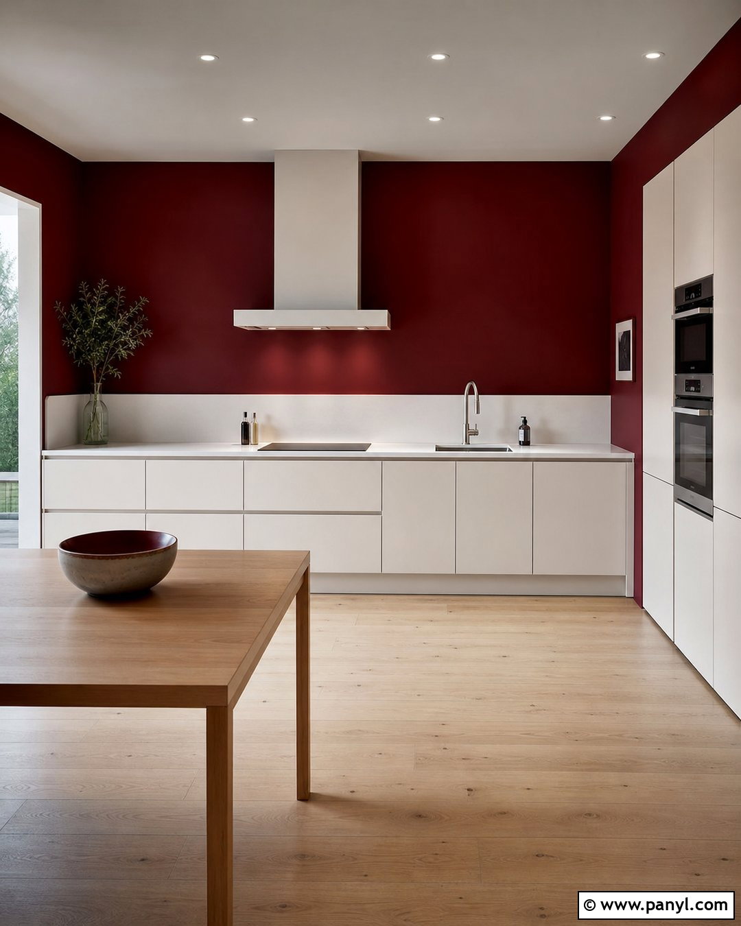 Minimalist Kitchen With Red Walls - 35 red kitchen walls