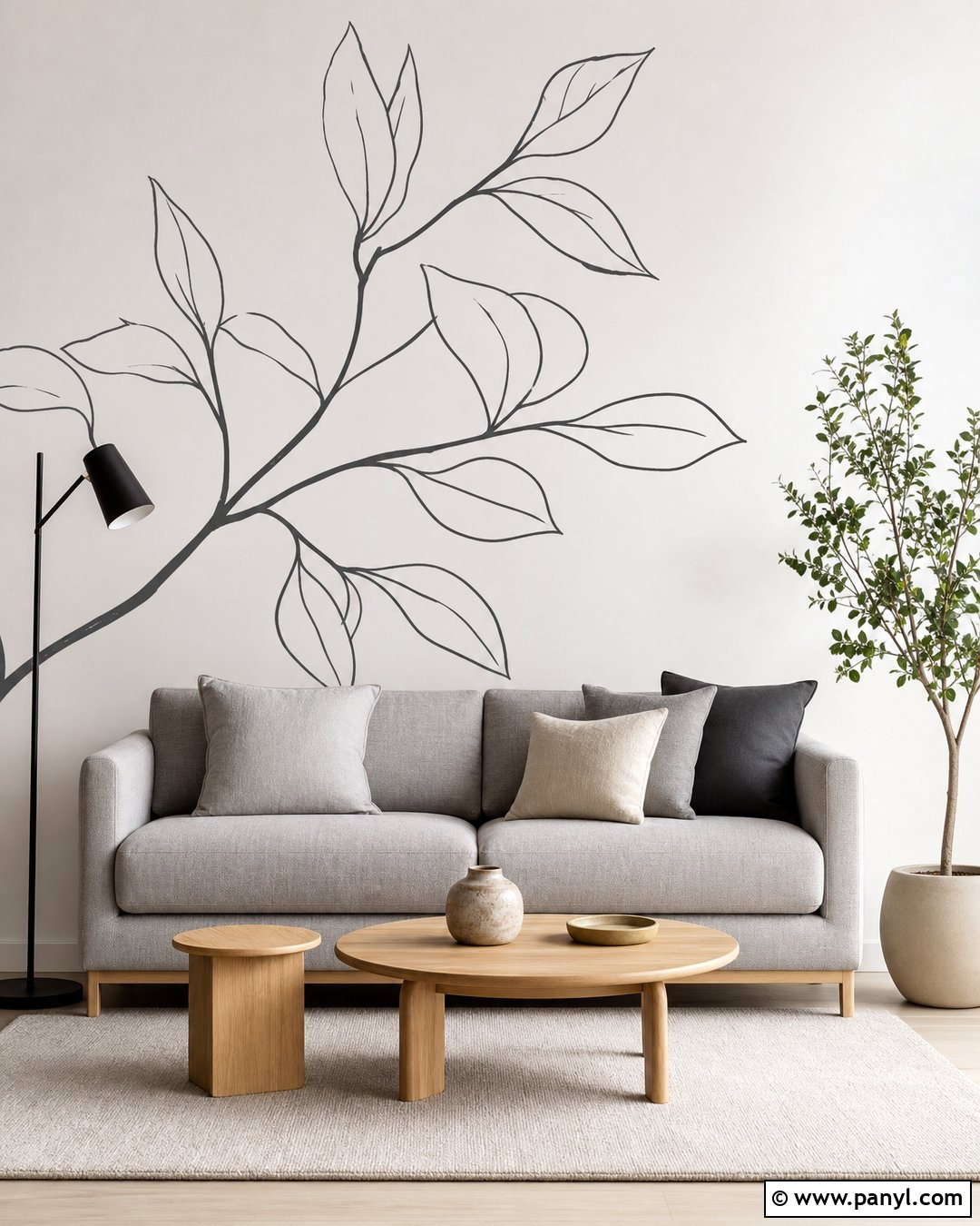 Minimalist Leaf Line Wall - 20 Wall Paint Leaves