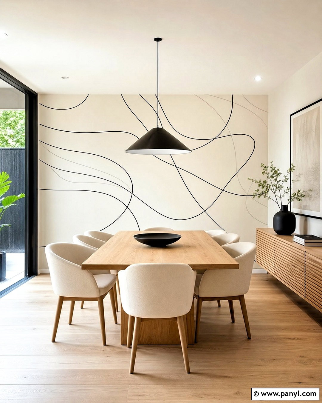 Minimalist Line Art Accent Wall - 20 abstract accent wall ideas