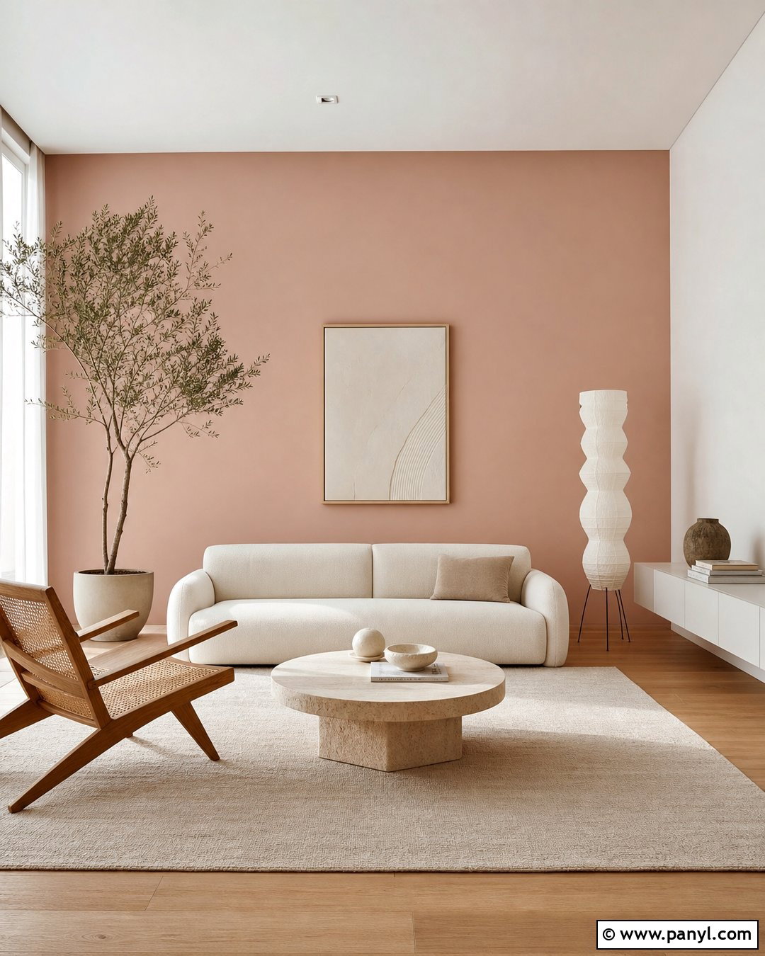 Minimalist Living Room With Blush Pink Walls - 35 Blush Pink Walls