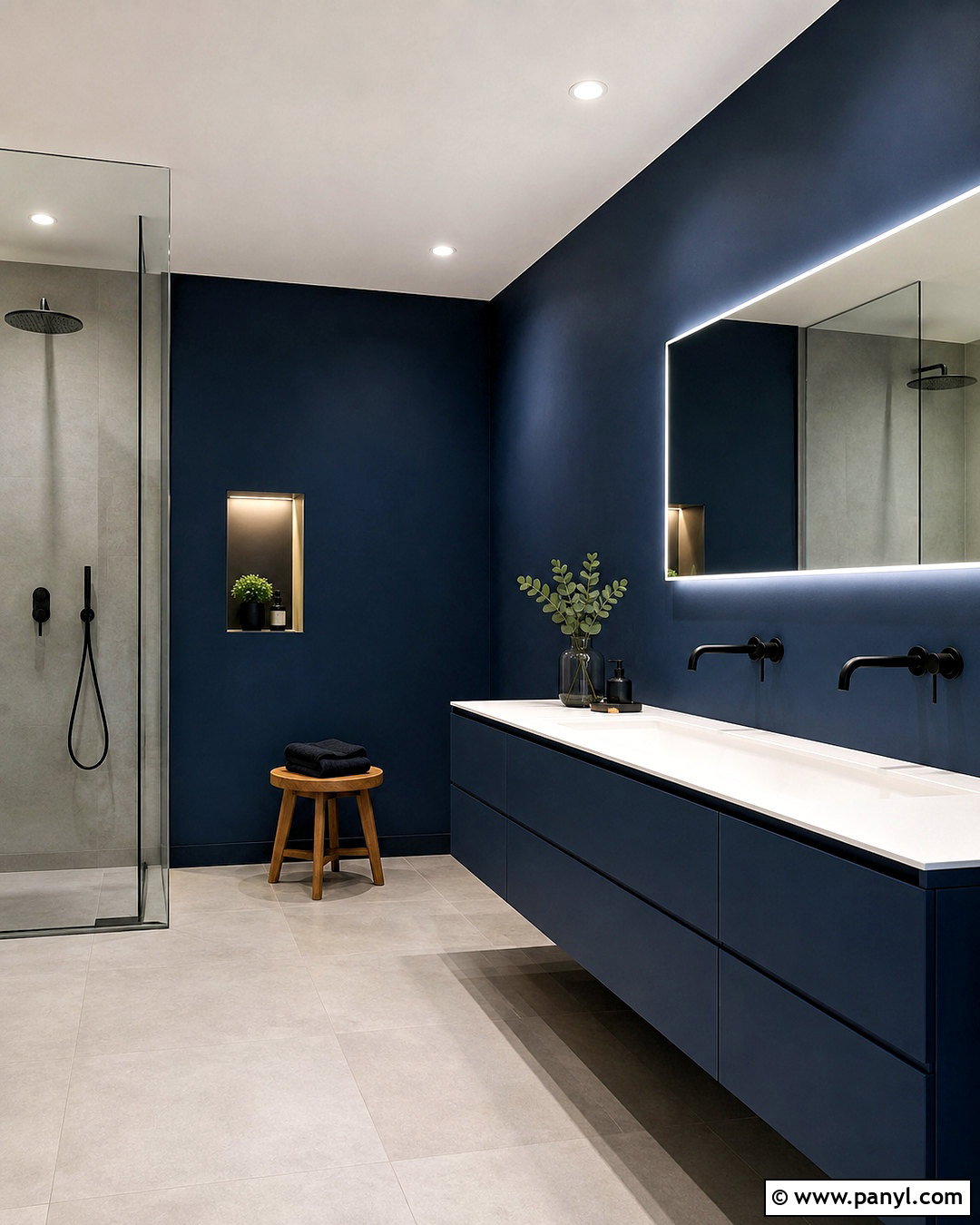 Minimalist Midnight Blue Bathroom - 20 midnight blue bathroom ideas