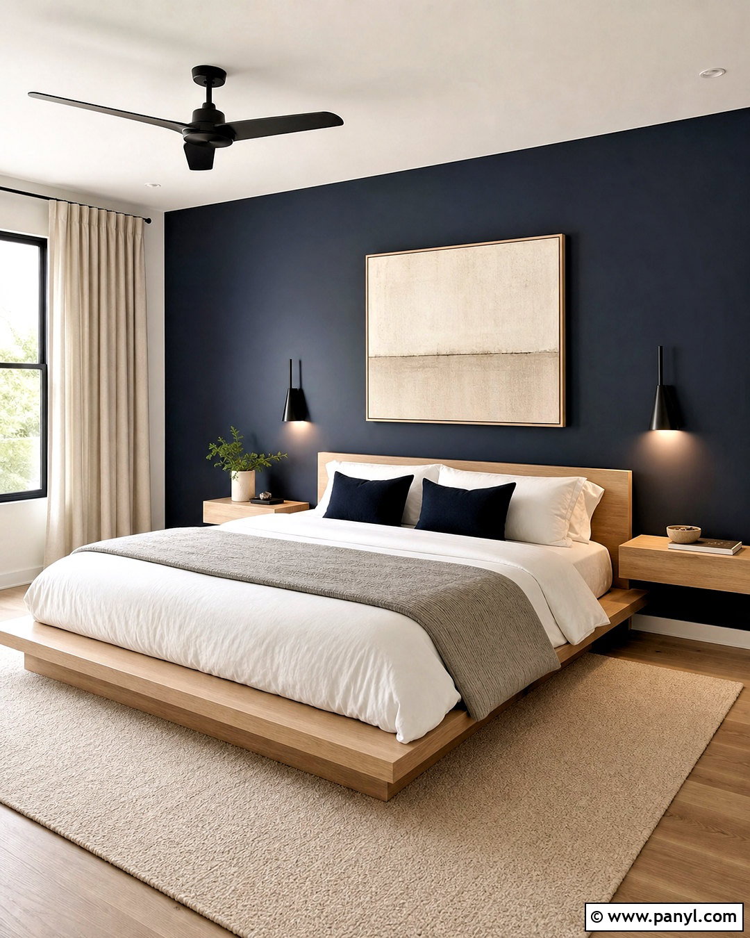 Minimalist Navy Accent Wall Bedroom - 20 navy accent wall bedroom ideas