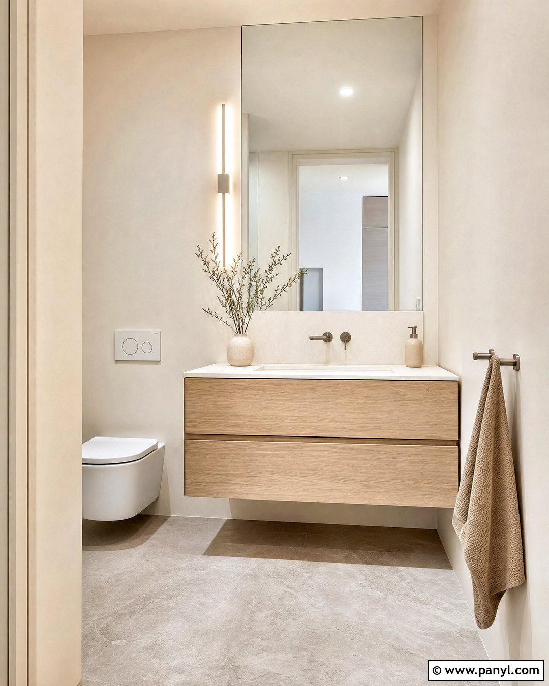 Minimalist Neutral Powder Room - 20 small powder room ideas