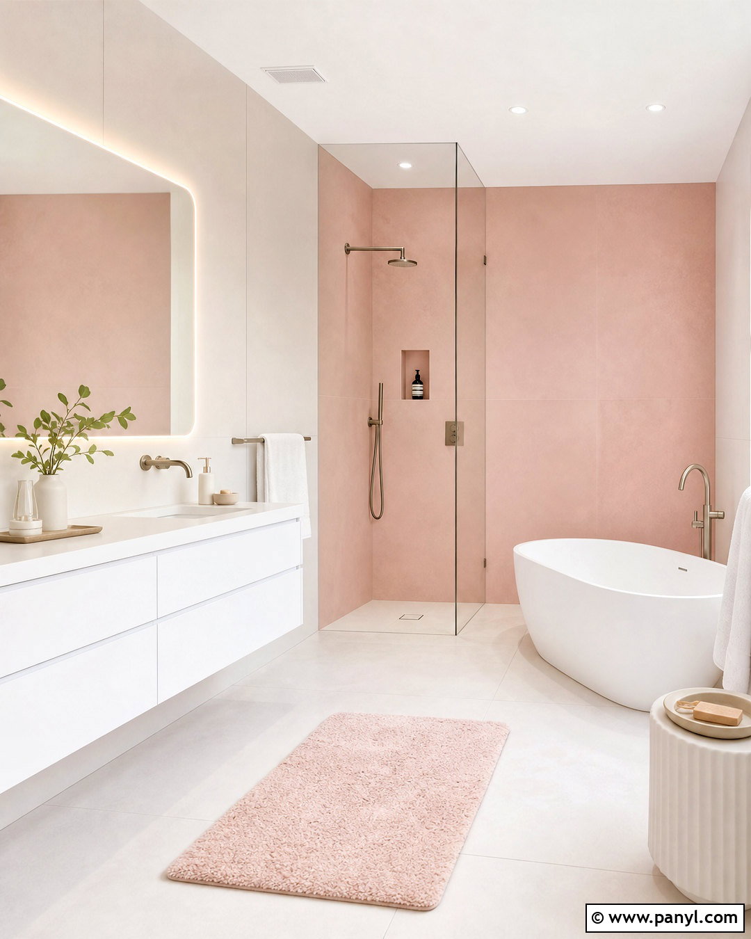 Minimalist Pale Pink And White Bathroom - 20 white and pink bathroom ideas